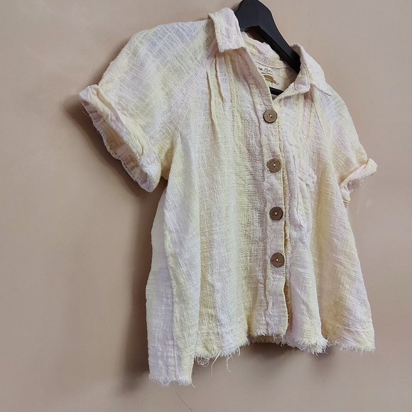 We The Free By Free People | Away at Sea Striped Frayed-Hem Shirt - Picture 4 of 7
